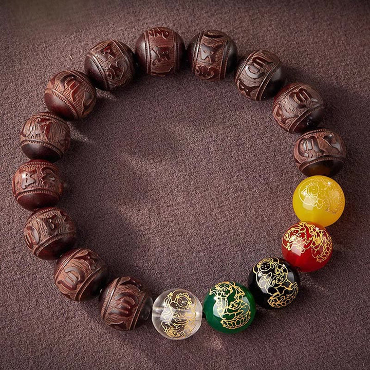 Buddha Stones, kleines Blatt, rotes Sandelholz, fünf Richtungen, Götter des Reichtums, ruhiges Armband - image 11