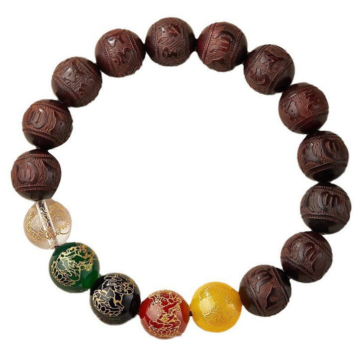 Buddha Stones, kleines Blatt, rotes Sandelholz, fünf Richtungen, Götter des Reichtums, ruhiges Armband - image 12