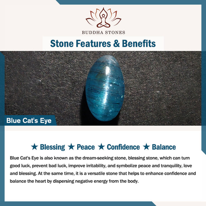 Buddha Stones, blaues Katzenauge, weißer Kristall, Frieden, Schnalle, Bedeutung, Balance-Armband - image 7