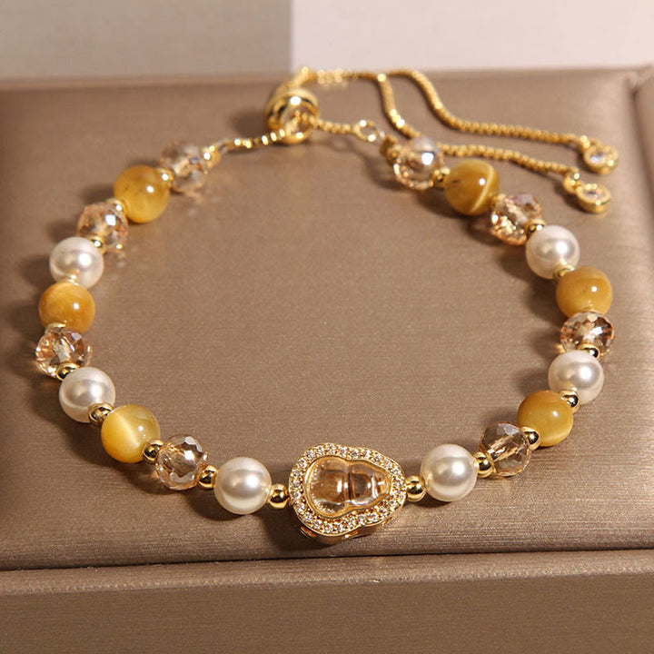 Buddha Stones Gelbes Katzenauge Stein Perlenkürbis Wohlstandsarmband - image 3