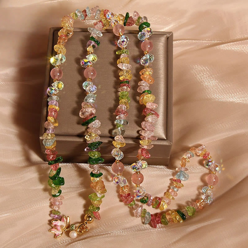 Buddha Stones Schmetterling Blume Amethyst Erdbeere Quarz Balance Halskette Anhänger - Farbiger Kristall mit Blume - image 11