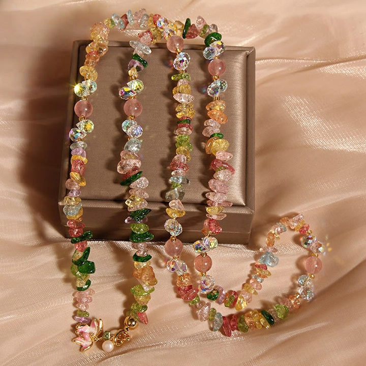 Buddha Stones Schmetterling Blume Amethyst Erdbeere Quarz Balance Halskette Anhänger - Farbiger Kristall mit Blume - image 11