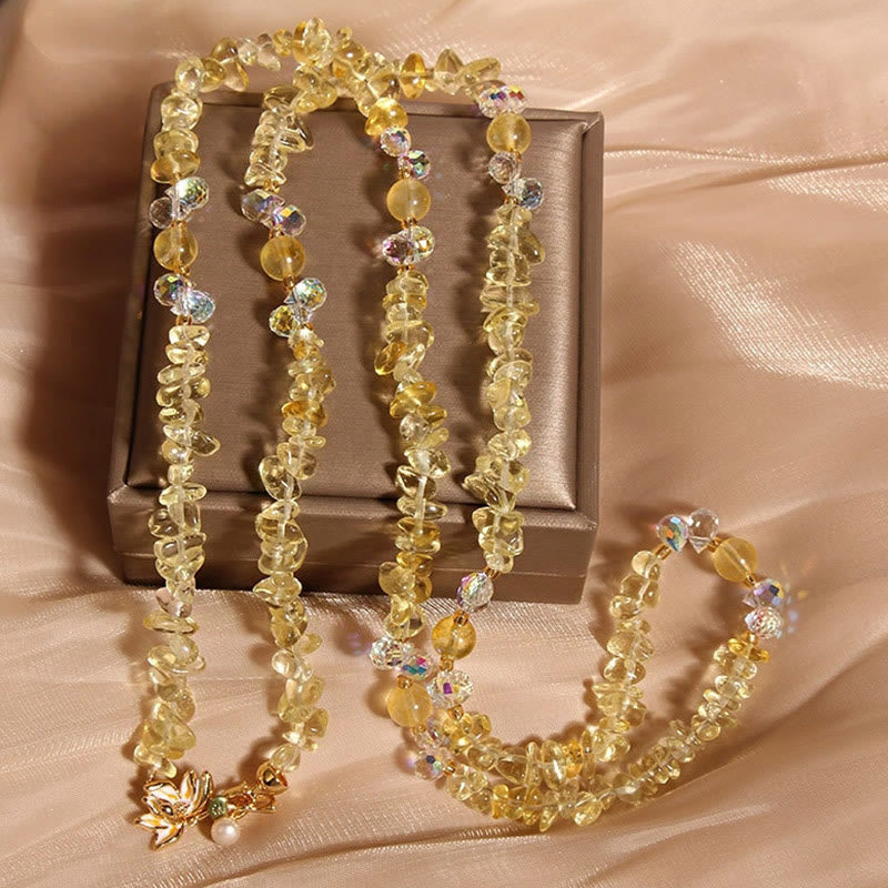 Buddha Stones Schmetterling Blume Amethyst Erdbeere Quarz Balance Halskette Anhänger - Citrin - image 12