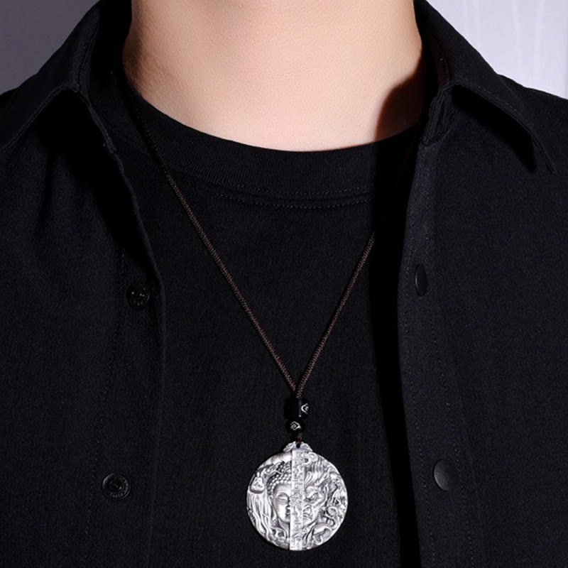 Buddha Stones Kupfer Buddha Dämon Muster Mitgefühl Anhänger Halskette - image 10