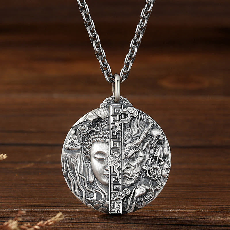 Buddha Stones Kupfer Buddha Dämon Muster Mitgefühl Anhänger Halskette - image 2