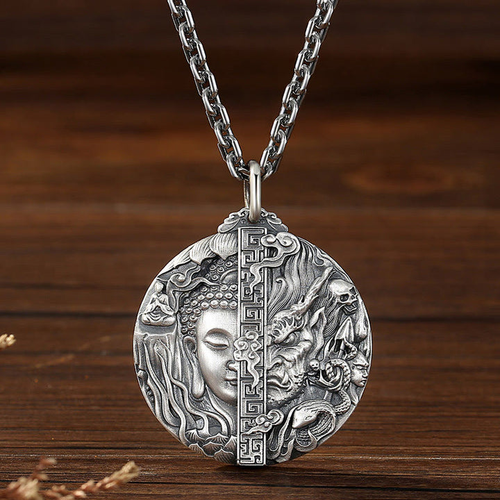 Buddha Stones Kupfer Buddha Dämon Muster Mitgefühl Anhänger Halskette - image 2