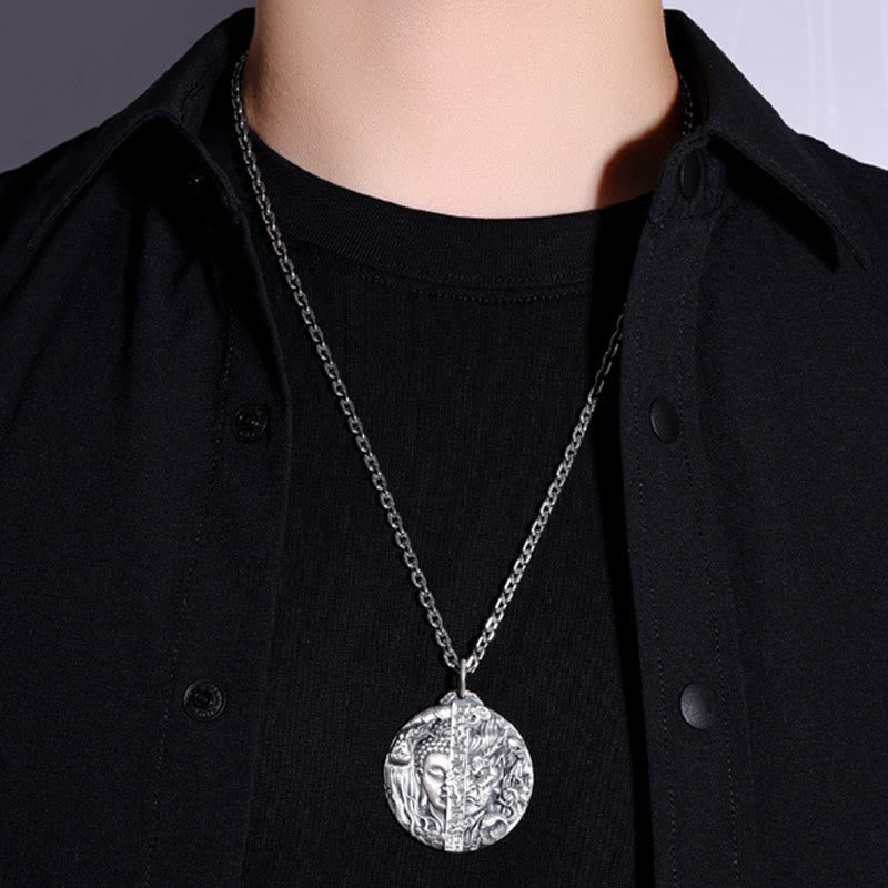 Buddha Stones Kupfer Buddha Dämon Muster Mitgefühl Anhänger Halskette - image 5