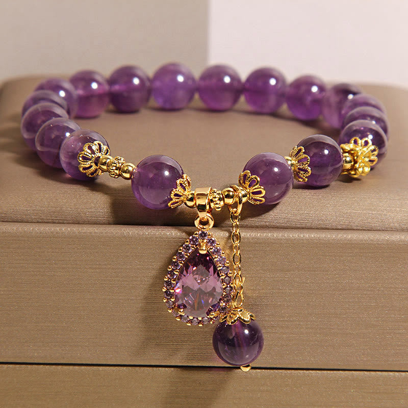 Buddha Stones Natürliches Amethyst-Wassertropfen-Balance-Armband - image 4