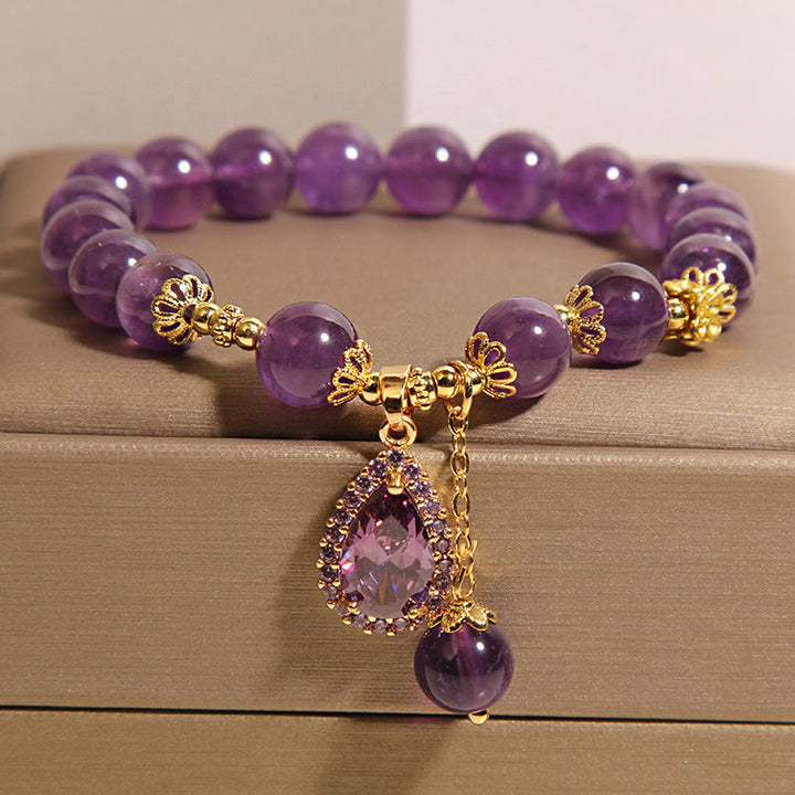 Buddha Stones Natürliches Amethyst-Wassertropfen-Balance-Armband - image 4