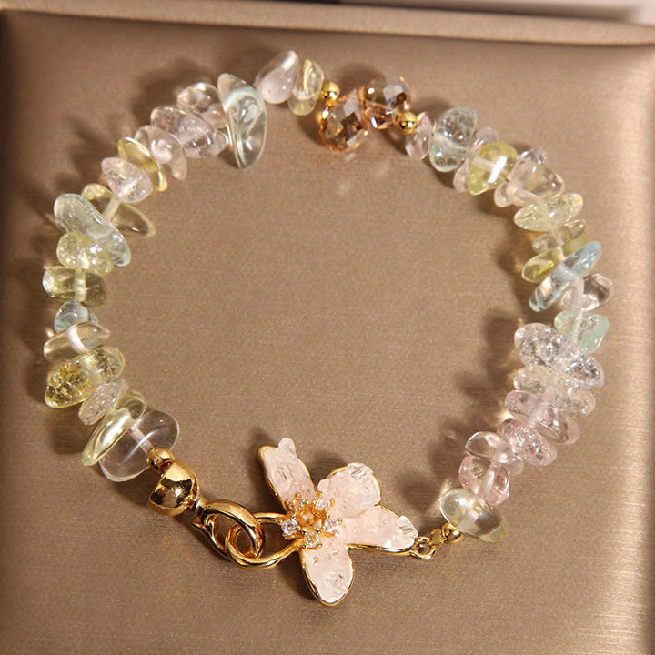 Buddha Stones Natürlicher unregelmäßiger Kies Amethyst Blauer Kristall Glyzinien Balance Armband - Farbiger Kristall (Handgelenkumfang: 15–19 cm) - image 7