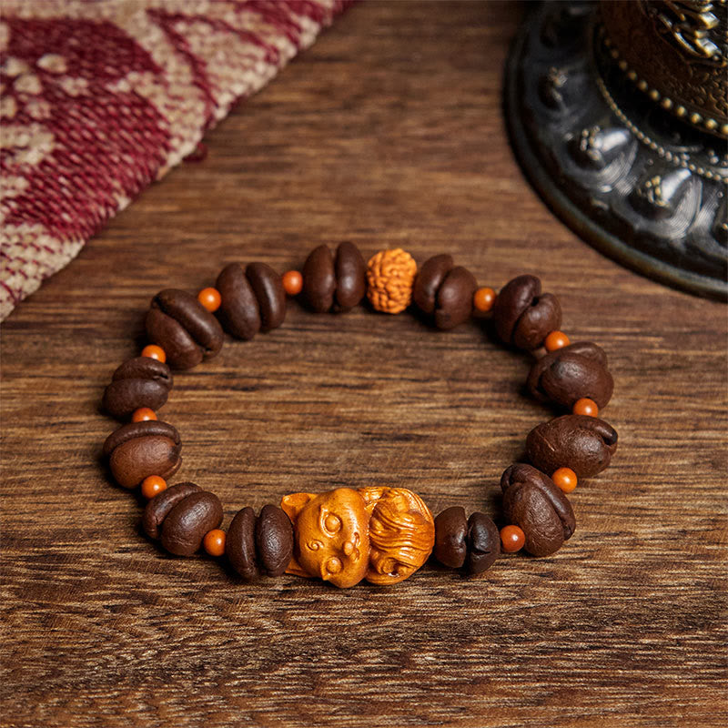 Buddha Stones Armband aus natürlichem Fuchs-Kaffeebohnen-Wengeholz - Kaffeebohne (Handgelenkumfang: 17,5 cm) - image 1