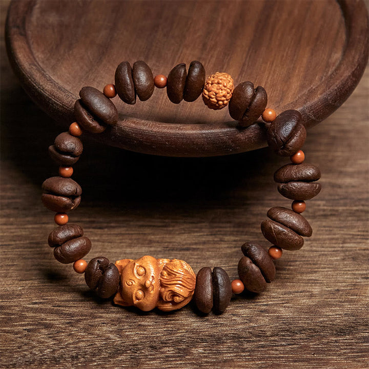 Buddha Stones Armband aus natürlichem Fuchs-Kaffeebohnen-Wengeholz - image 2