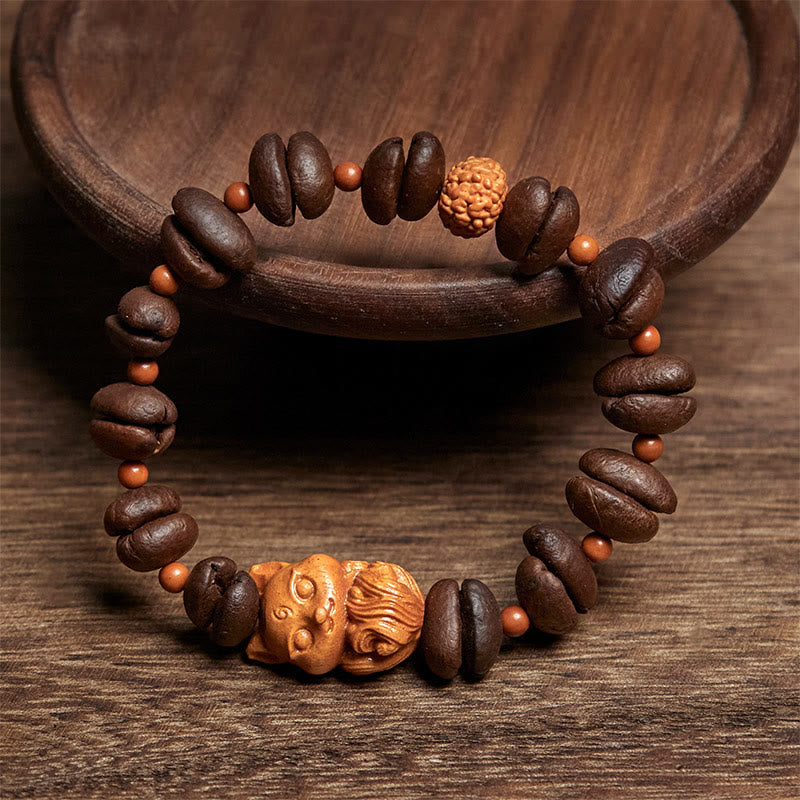 Buddha Stones Armband aus natürlichem Fuchs-Kaffeebohnen-Wengeholz - image 2