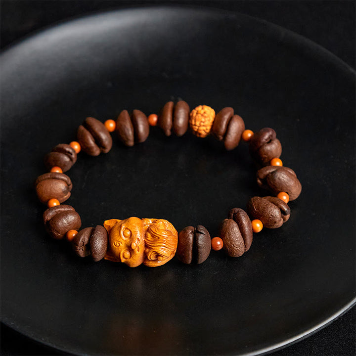 Buddha Stones Armband aus natürlichem Fuchs-Kaffeebohnen-Wengeholz - image 4