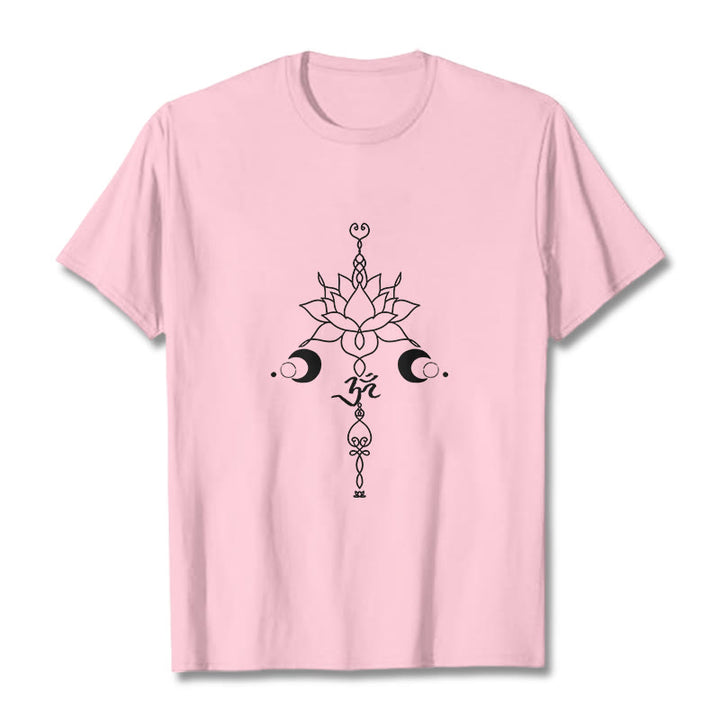 Buddha Stones Plain Lotus Blume Om Symbol Muster T T-shirt - Hellrosa - 2XL - image 13