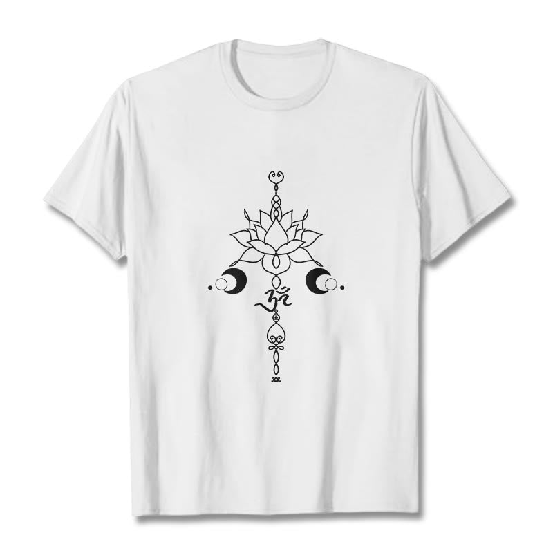 Buddha Stones Plain Lotus Blume Om Symbol Muster T T-shirt - Weiß - 2XL - image 6