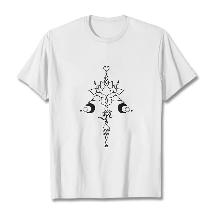 Buddha Stones Plain Lotus Blume Om Symbol Muster T T-shirt - Weiß - 2XL - image 6