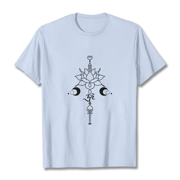 Buddha Stones Plain Lotus Blume Om Symbol Muster T T-shirt - HellCyan - 2XL - image 19