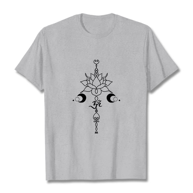 Buddha Stones Plain Lotus Blume Om Symbol Muster T T-shirt - Hellgrau - 2XL - image 20
