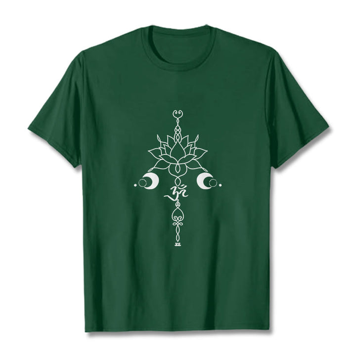 Buddha Stones Plain Lotus Blume Om Symbol Muster T T-shirt - WaldGrün - 2XL - image 11