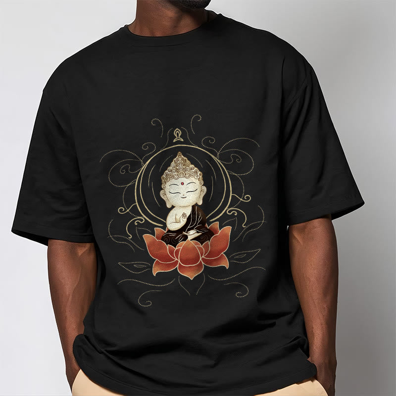 Buddha Stones Ruhigen Sitzenden Buddha Lotus Muster T T-shirt - image 5