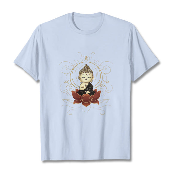 Buddha Stones Ruhigen Sitzenden Buddha Lotus Muster T T-shirt - HellCyan - 2XL - image 19