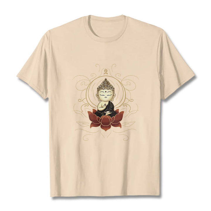 Buddha Stones Ruhigen Sitzenden Buddha Lotus Muster T T-shirt - Bisque - 2XL - image 11