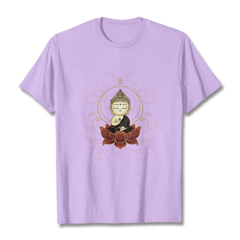 Buddha Stones Ruhigen Sitzenden Buddha Lotus Muster T T-shirt - Pflaume - 2XL - image 17