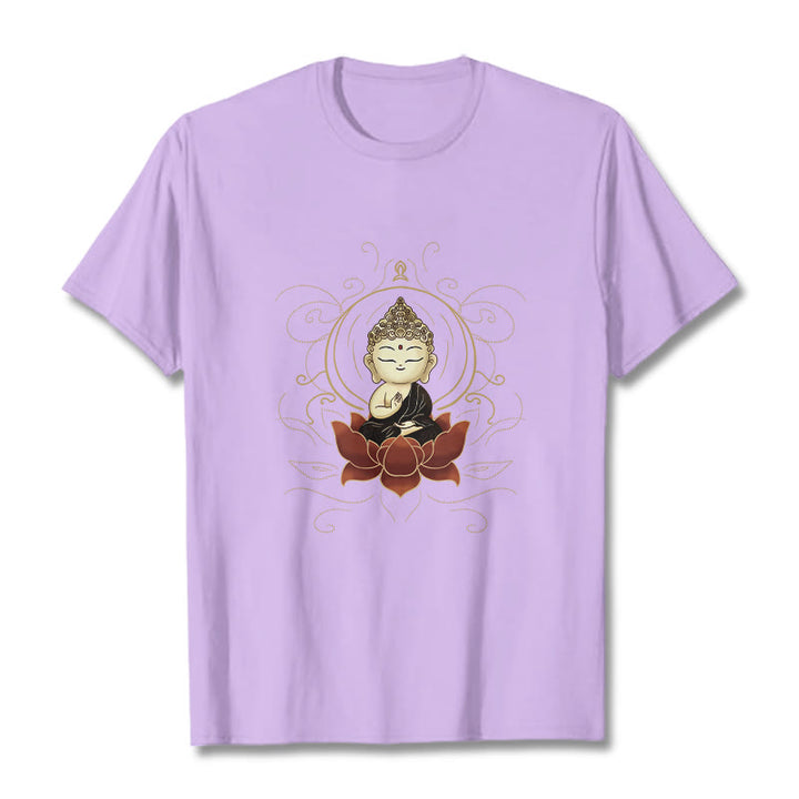 Buddha Stones Ruhigen Sitzenden Buddha Lotus Muster T T-shirt - Pflaume - 2XL - image 17