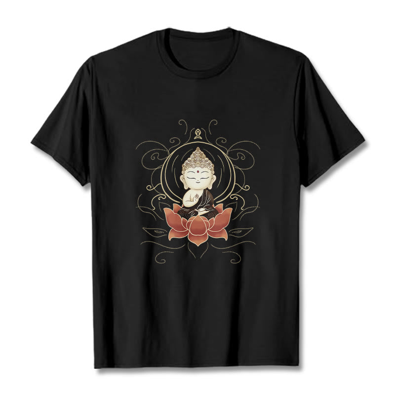 Buddha Stones Ruhigen Sitzenden Buddha Lotus Muster T T-shirt - Schwarz - 2XL - image 4