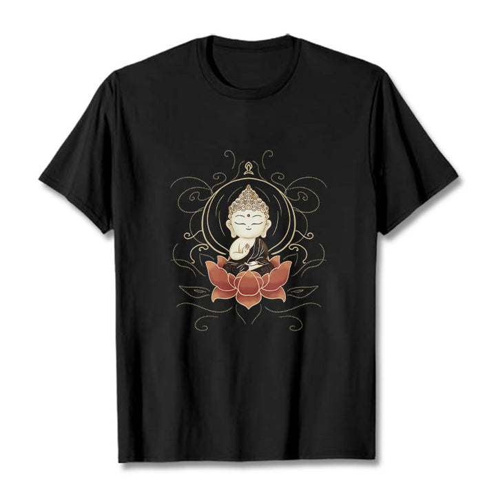 Buddha Stones Ruhigen Sitzenden Buddha Lotus Muster T T-shirt - Schwarz - 2XL - image 4