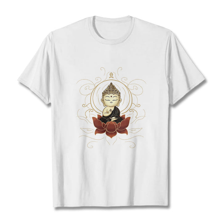 Buddha Stones Ruhigen Sitzenden Buddha Lotus Muster T T-shirt - Weiß - 2XL - image 8