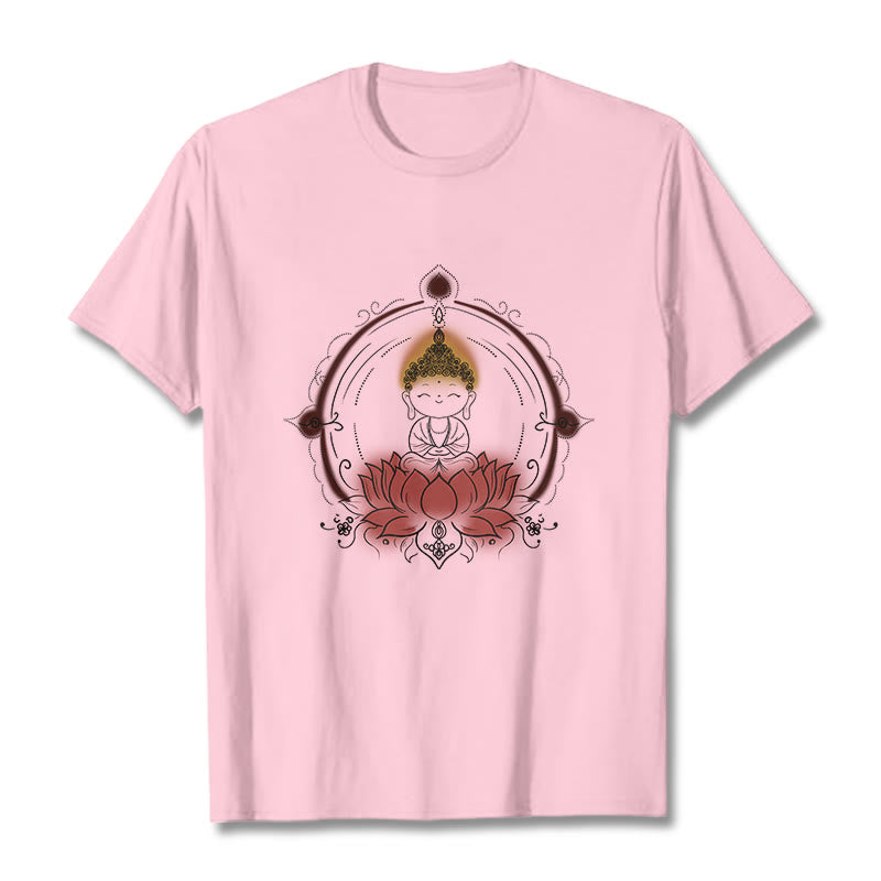 Buddha Stones Freude Buddha Lotus Mandala Muster T T-shirt - Hellrosa - 2XL - image 13
