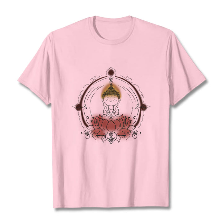 Buddha Stones Freude Buddha Lotus Mandala Muster T T-shirt - Hellrosa - 2XL - image 13