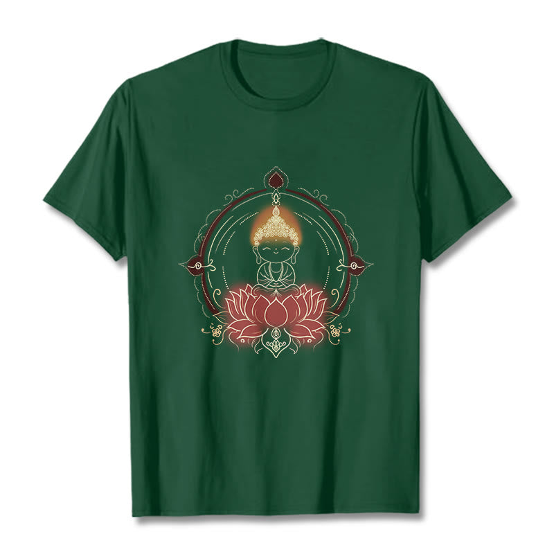 Buddha Stones Freude Buddha Lotus Mandala Muster T T-shirt - WaldGrün - 2XL - image 11