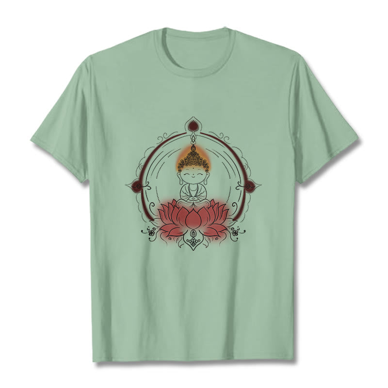 Buddha Stones Freude Buddha Lotus Mandala Muster T T-shirt - Blassgrün - 2XL - image 15