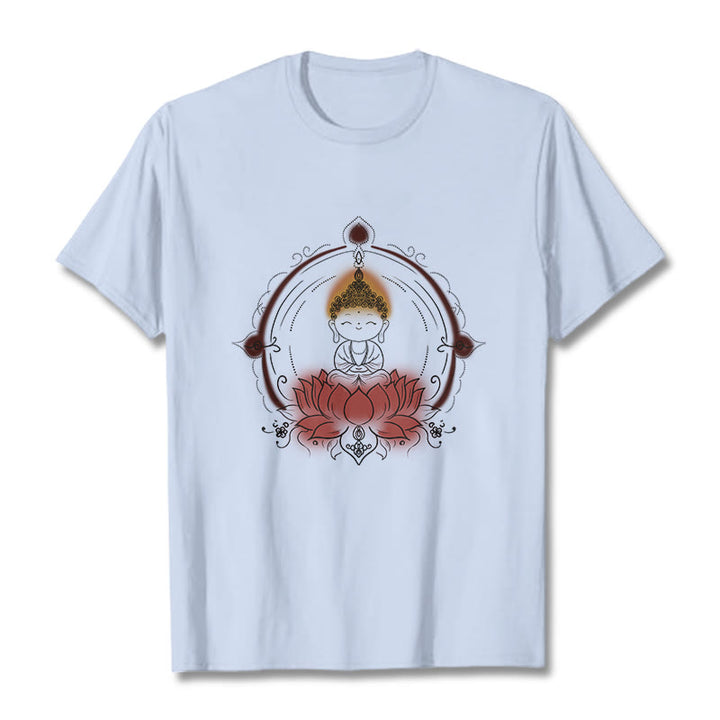 Buddha Stones Freude Buddha Lotus Mandala Muster T T-shirt - HellCyan - 2XL - image 19
