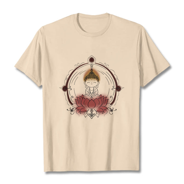 Buddha Stones Freude Buddha Lotus Mandala Muster T T-shirt - Bisque - 2XL - image 9
