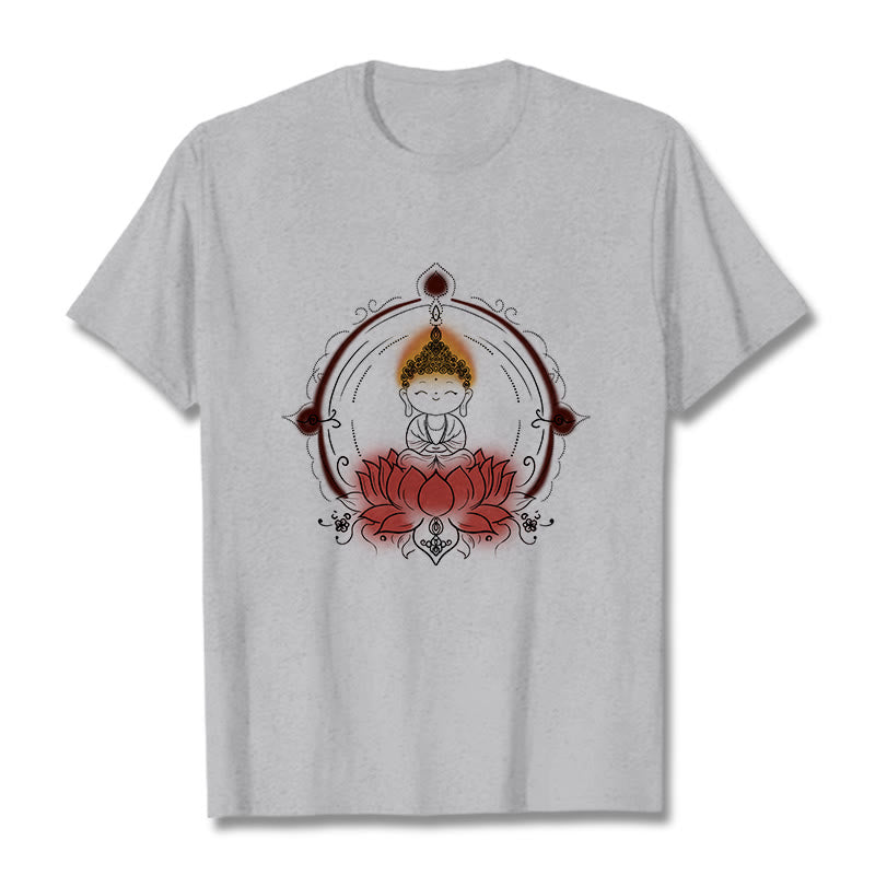 Buddha Stones Freude Buddha Lotus Mandala Muster T T-shirt - Hellgrau - 2XL - image 20