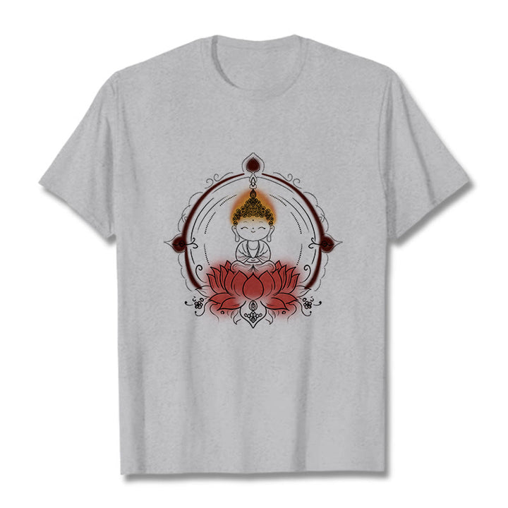Buddha Stones Freude Buddha Lotus Mandala Muster T T-shirt - Hellgrau - 2XL - image 20