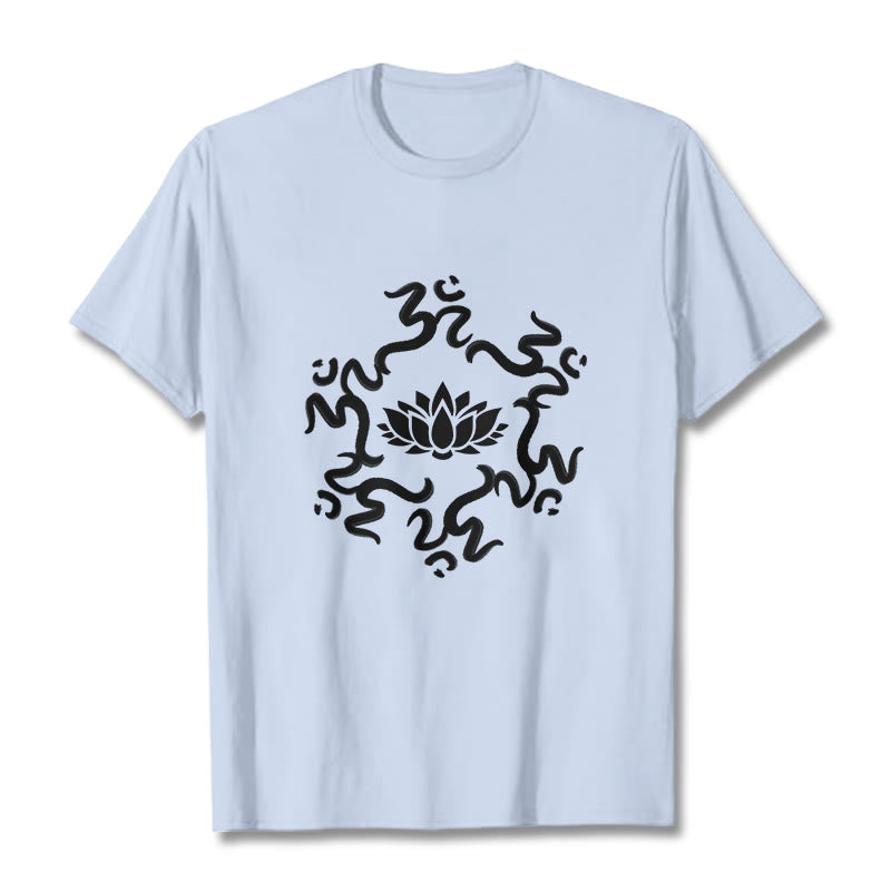 Buddha Stones OM Symbol Lotus Blume Muster T T-shirt - HellCyan - 2XL - image 1