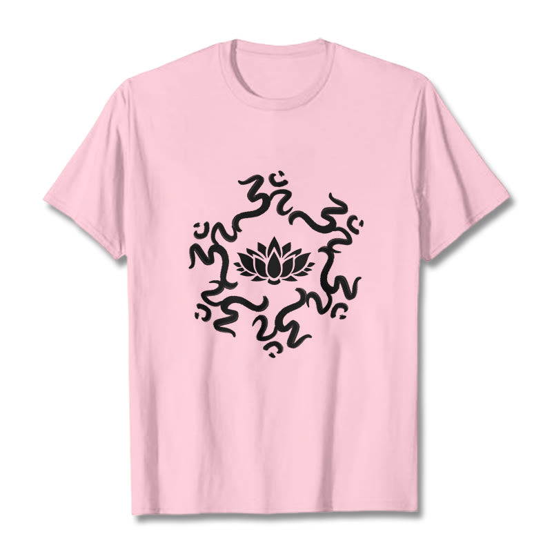 Buddha Stones OM Symbol Lotus Blume Muster T T-shirt - Hellrosa - 2XL - image 14