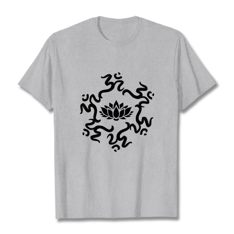 Buddha Stones OM Symbol Lotus Blume Muster T T-shirt - Hellgrau - 2XL - image 20