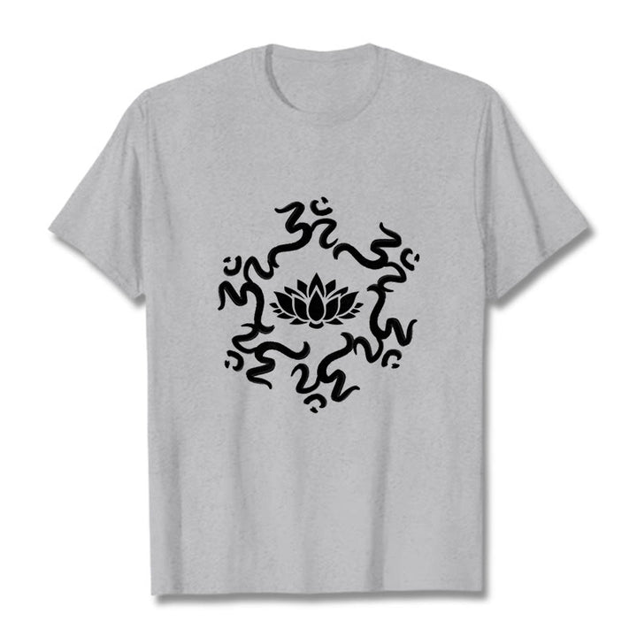 Buddha Stones OM Symbol Lotus Blume Muster T T-shirt - Hellgrau - 2XL - image 20