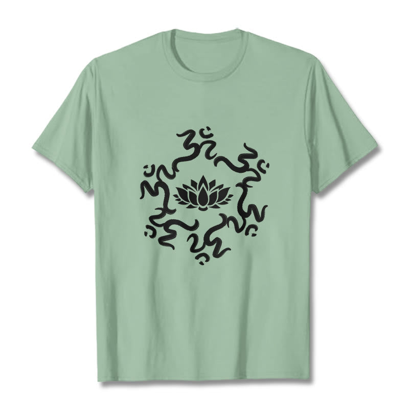 Buddha Stones OM Symbol Lotus Blume Muster T T-shirt - Blassgrün - 2XL - image 16