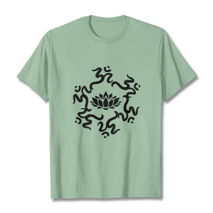 Buddha Stones OM Symbol Lotus Blume Muster T T-shirt - Blassgrün - 2XL - image 16