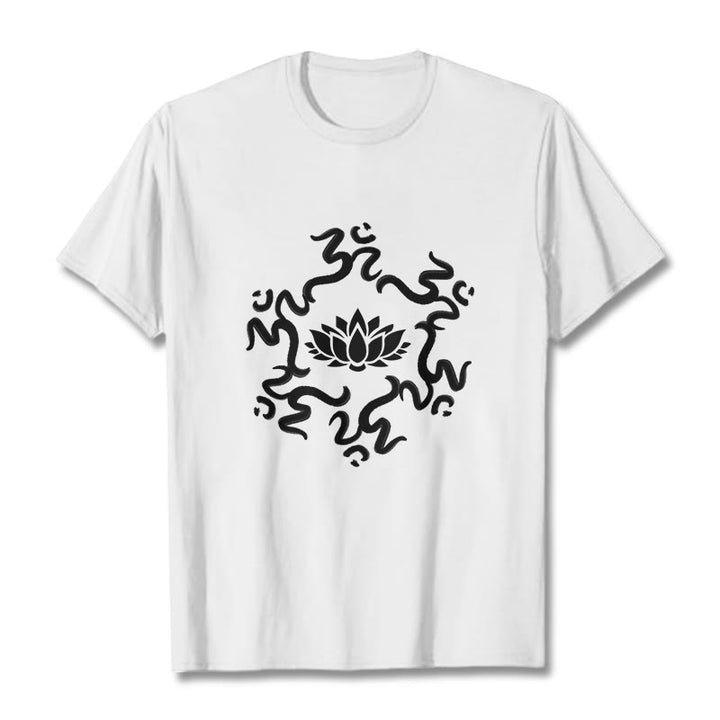 Buddha Stones OM Symbol Lotus Blume Muster T T-shirt - Weiß - 2XL - image 7