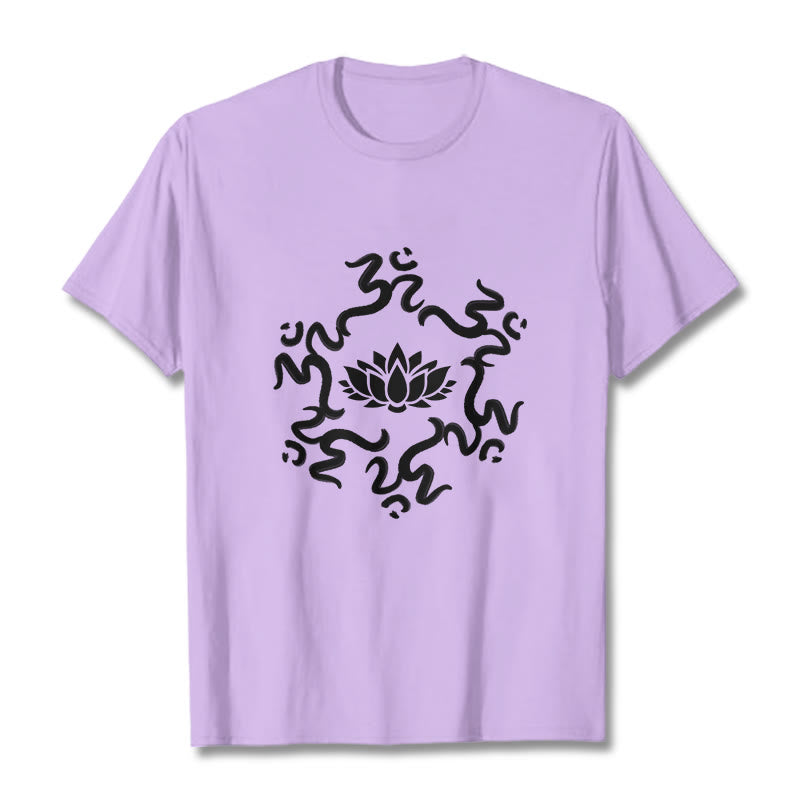 Buddha Stones OM Symbol Lotus Blume Muster T T-shirt - Pflaume - 2XL - image 18