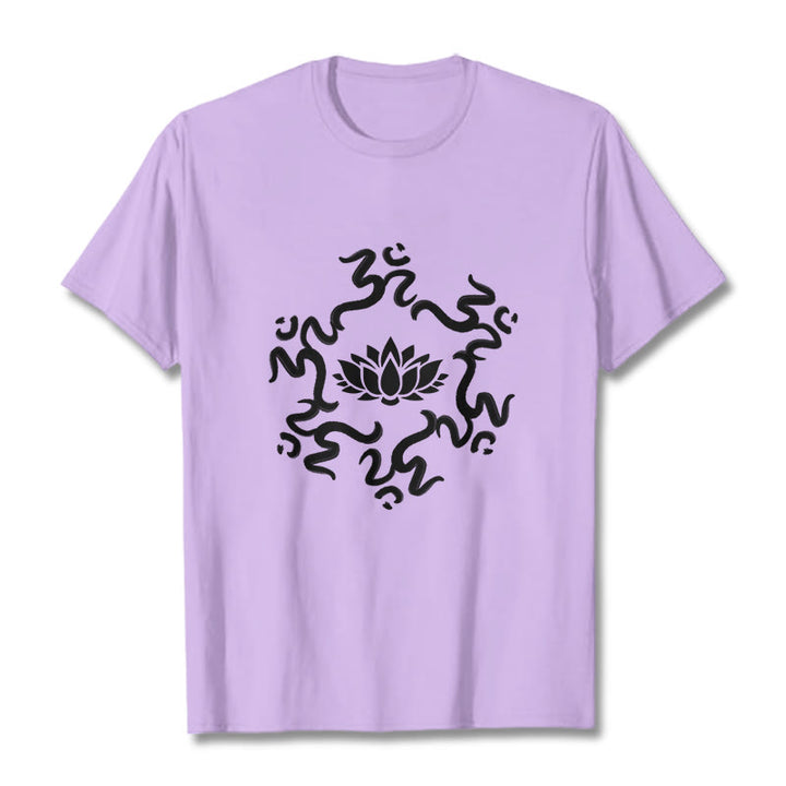 Buddha Stones OM Symbol Lotus Blume Muster T T-shirt - Pflaume - 2XL - image 18