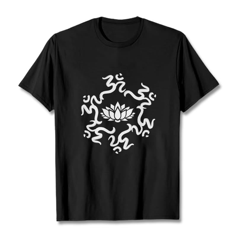 Buddha Stones OM Symbol Lotus Blume Muster T T-shirt - Schwarz - 2XL - image 3
